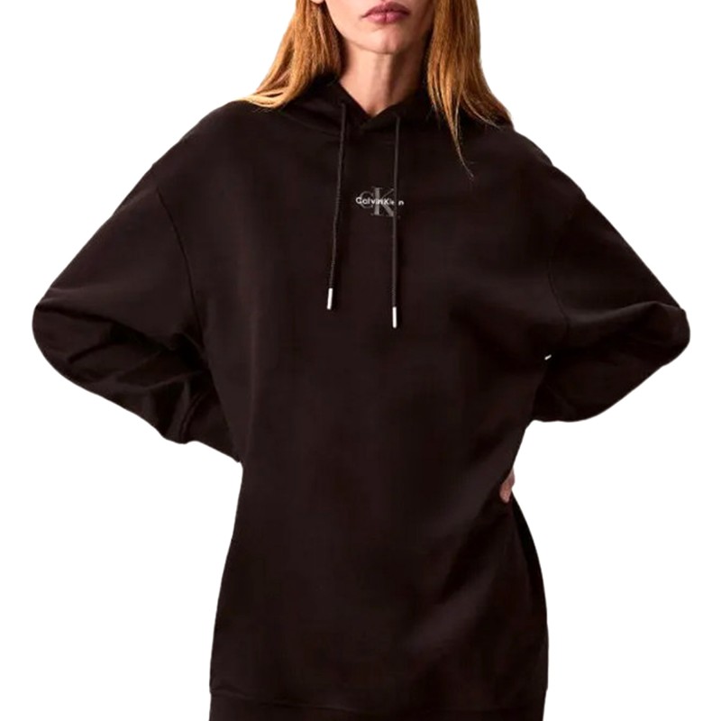 Calvin Klein Dress Hoodie Monologo Premium Terry-Black