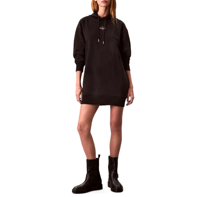 Calvin Klein Dress Hoodie Monologo Premium Terry-Black
