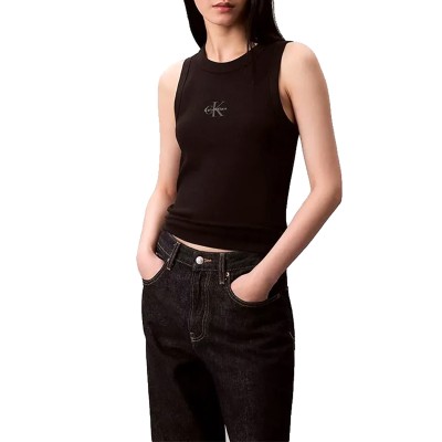 Calvin Klein Tank Top Rib Monogram-Black