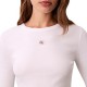 Calvin Klein Top Crew Rib 2x2 Long Sleeve Wovel Label-Brilliant White