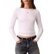 Calvin Klein Top Crew Rib 2x2 Long Sleeve Wovel Label-Brilliant White
