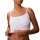 Calvin Klein Crop Top Baby Rib Woven Label-Bright White