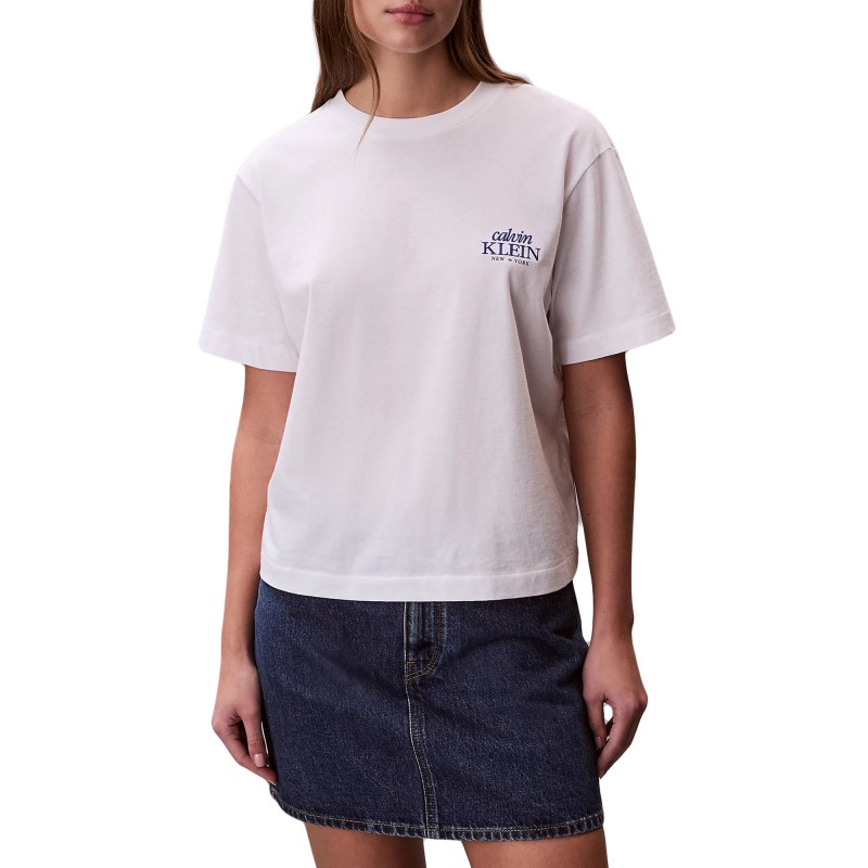 Calvin Klein T-Shirt Relaxed Embroidered Logo-Bright White Calvin Klein T-Shirt Relaxed Embroidered Logo-Bright White