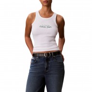 Calvin Klein Tank Top Contour 2x2 Rib Graphic-Bright White
