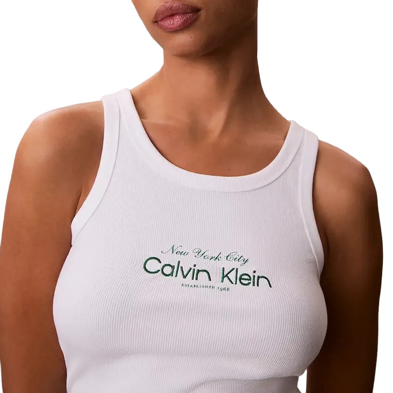 Calvin Klein Tank Top Contour 2x2 Rib Graphic-Bright White