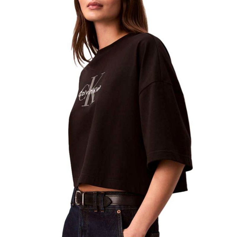 Calvin Klein T-Shirt Crop Boxy Monologo-Black