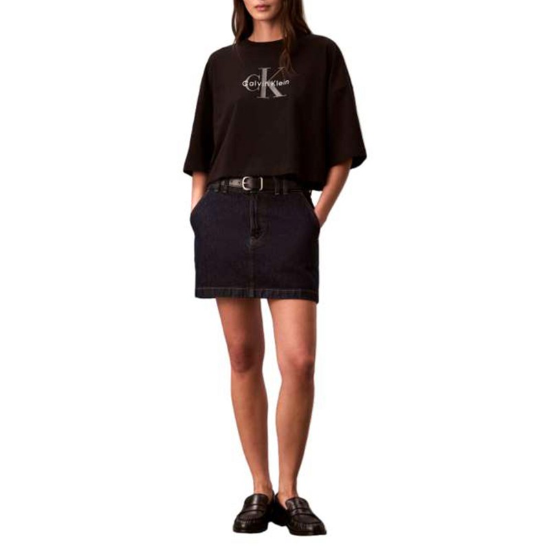 Calvin Klein T-Shirt Crop Boxy Monologo-Black