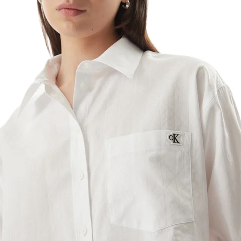 Calvin Klein Shirt Relaxed Fit Jacquard-Brilliant White
