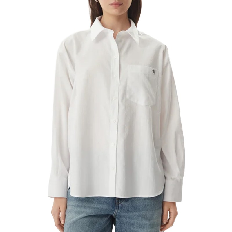 Calvin Klein Shirt Relaxed Fit Jacquard-Brilliant White