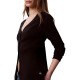 Calvin Klein Top Woven Label Baby Rib Button-Black