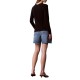 Calvin Klein Top Woven Label Baby Rib Button-Black
