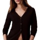 Calvin Klein Top Woven Label Baby Rib Button-Black