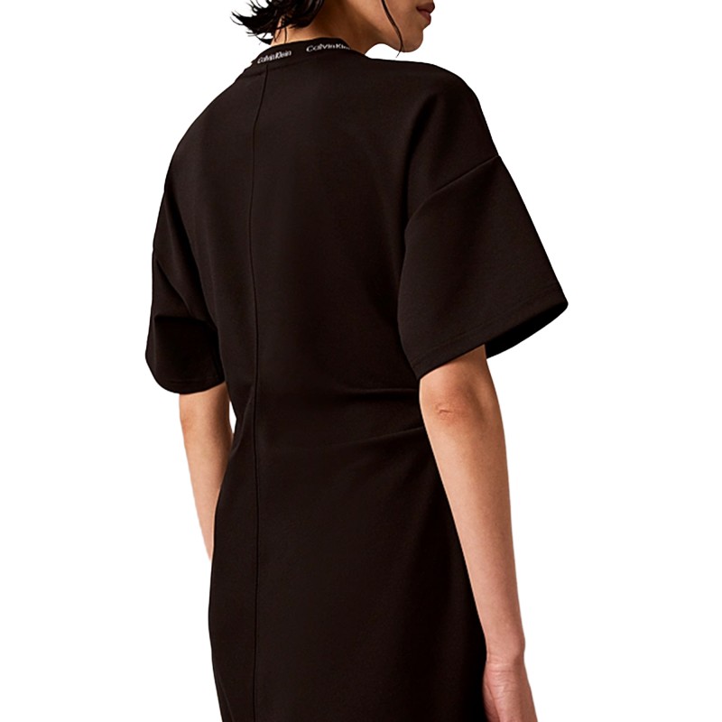 Calvin Klein T-Shirt Dress Milano Jersey Draped-Black