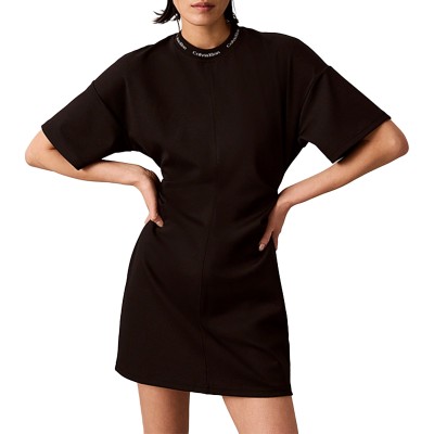 Calvin Klein T-Shirt Dress Milano Jersey Draped-Black