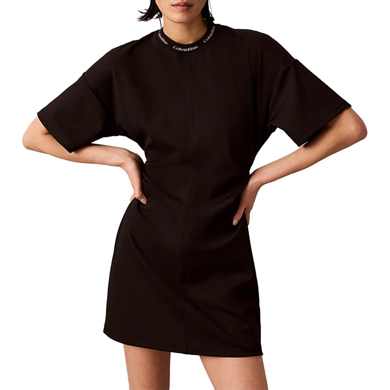 Calvin Klein T-Shirt Dress Milano Jersey Draped-Black