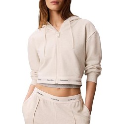 Calvin Klein Sweatshirt Terry Logo Waist Cropped-Vanilla Heather