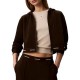 Calvin Klein Sweatshirt Terry Logo Waist Cropped-Dark Coffee