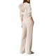 Calvin Klein Trousers Logo Waistband Wide Leg-Vanilla Heather