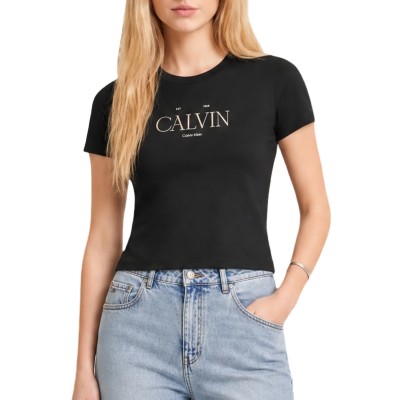 Calvin Klein T-Shirt Foil Logo Classic Resort-Black