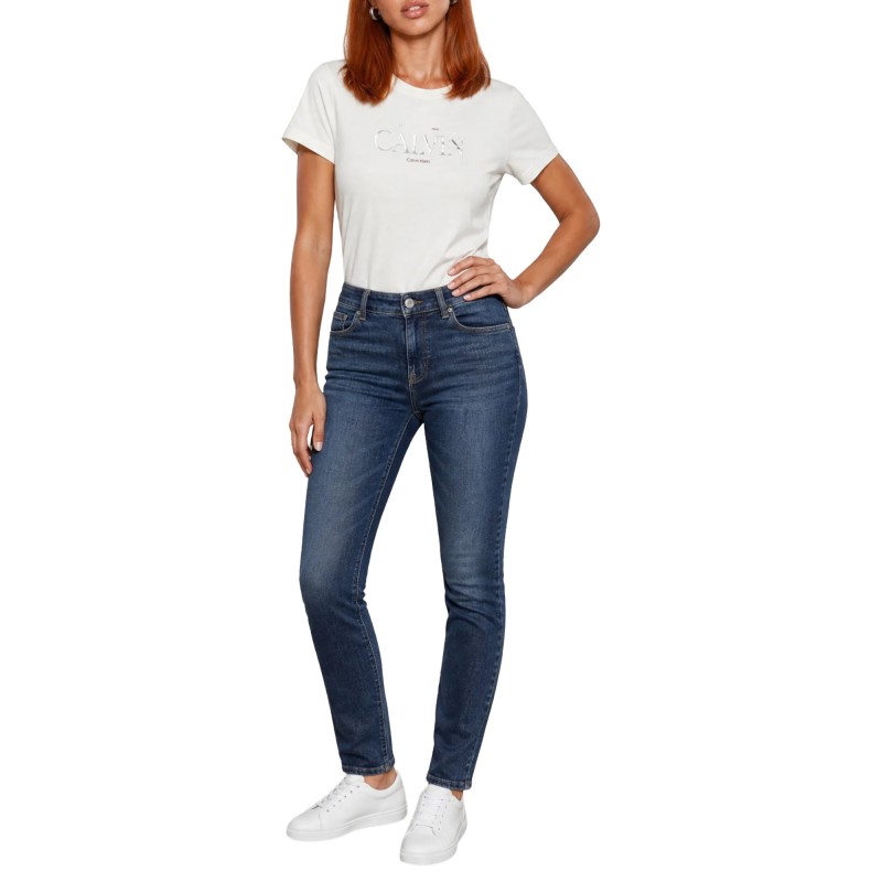 Calvin Klein T-Shirt Foil Logo Classic Resort-Tofu Calvin Klein T-Shirt Foil Logo Classic Resort-Tofu