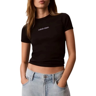 Calvin Klein T-Shirt Rib Logo Ringer-Black