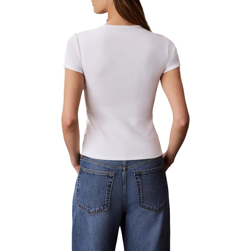Calvin Klein T-Shirt Rib Logo Ringer-Bright White