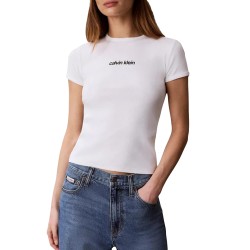 Calvin Klein T-Shirt Rib Logo Ringer-Bright White