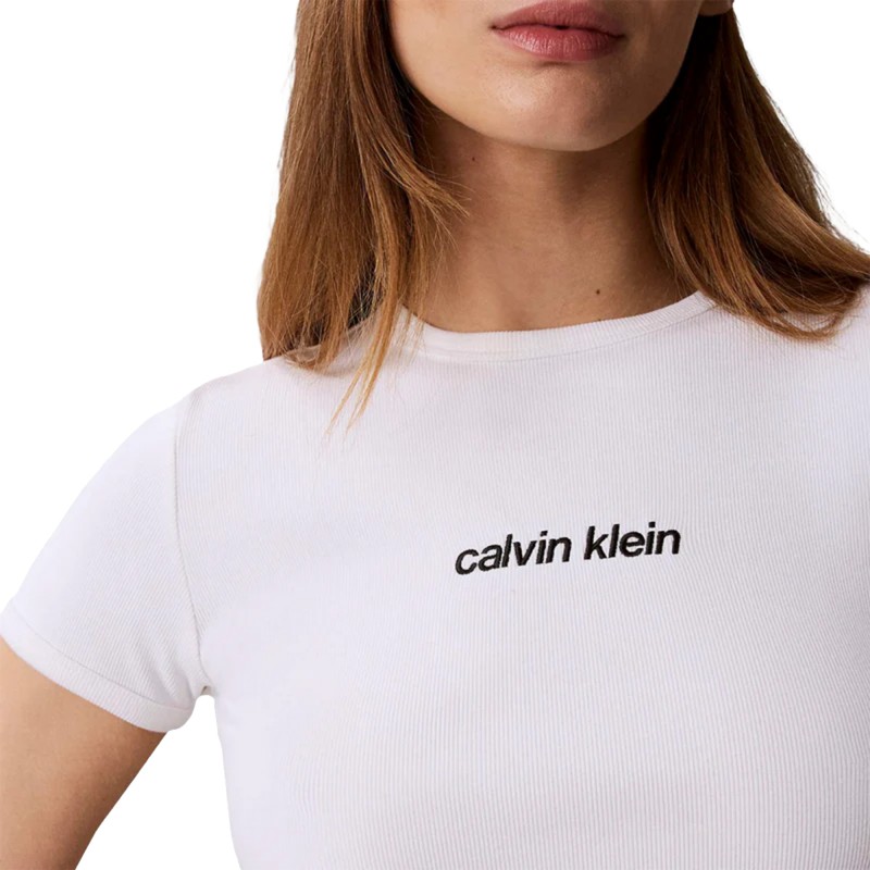 Calvin Klein T-Shirt Rib Logo Ringer-Bright White
