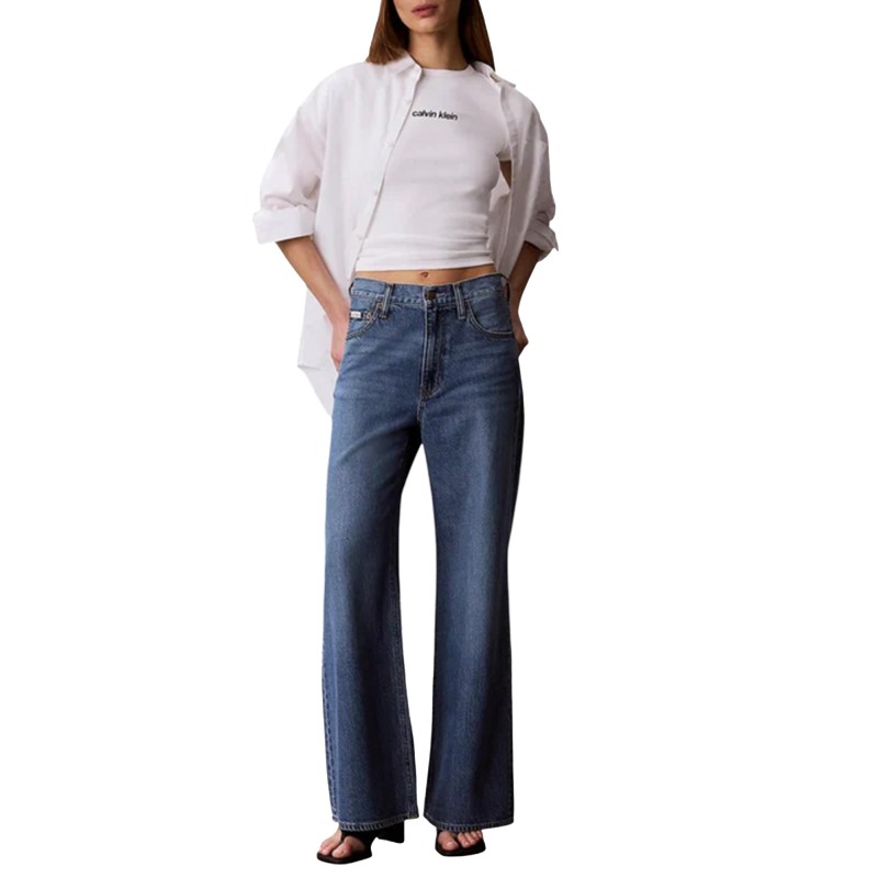 Calvin Klein T-Shirt Rib Logo Ringer-Bright White