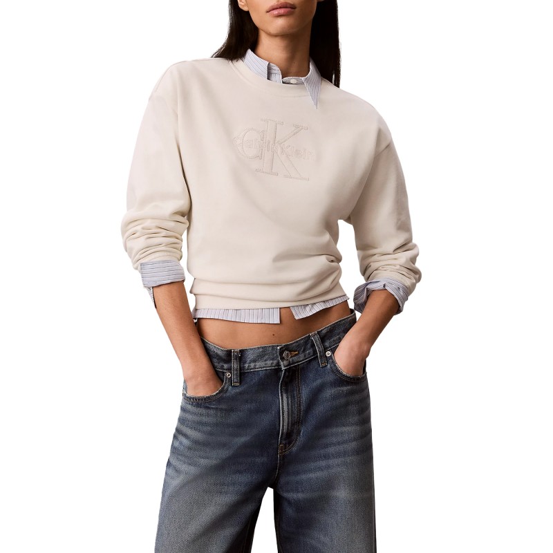 Calvin Klein Sweatshirt Terry Monogram-Tofu