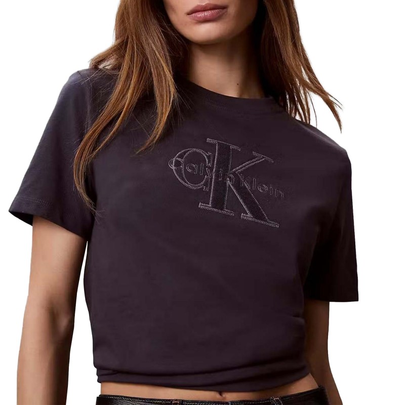 Calvin Klein T-Shirt Baby Terry Hero Monologo-Ebony