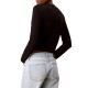 Calvin Klein Crop Top LS 2X2 Baby Rib Logo-Black Calvin Klein Crop Top LS 2X2 Baby Rib Logo-Black