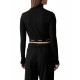 Calvin Klein Crop Top LS 2X2 Baby Rib Logo-Black Calvin Klein Crop Top LS 2X2 Baby Rib Logo-Black