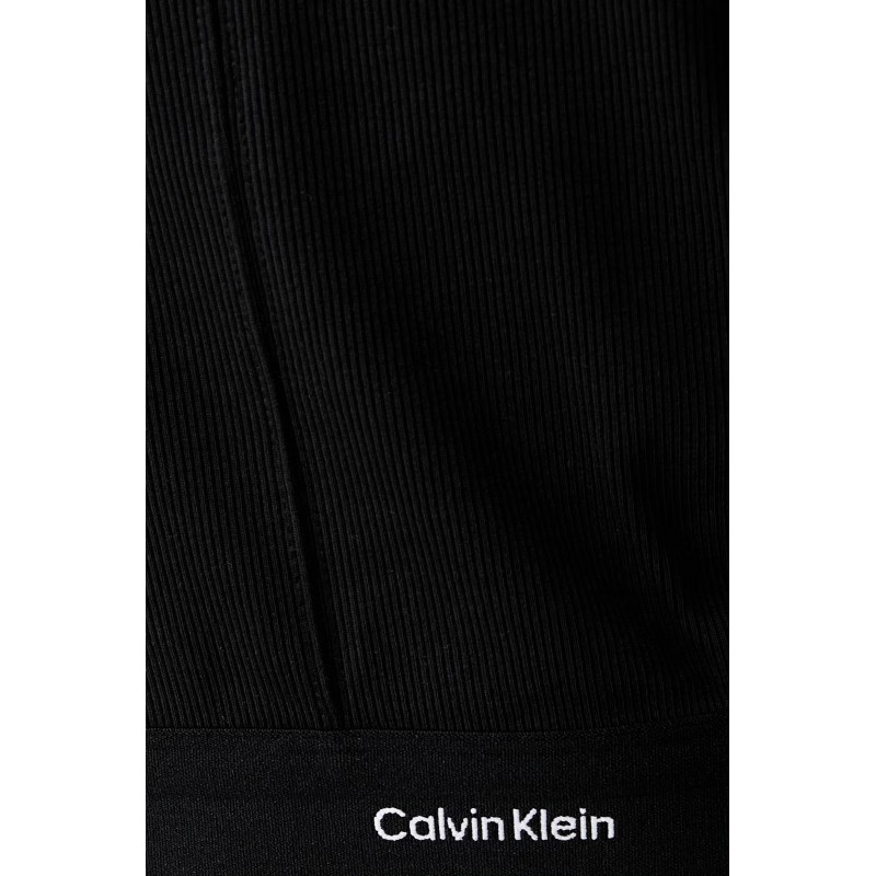 Calvin Klein Crop Top LS 2X2 Baby Rib Logo-Black Calvin Klein Crop Top LS 2X2 Baby Rib Logo-Black