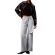 Calvin Klein Crop Top LS 2X2 Baby Rib Logo-Black Calvin Klein Crop Top LS 2X2 Baby Rib Logo-Black