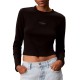 Calvin Klein Crop Top LS 2X2 Baby Rib Logo-Black Calvin Klein Crop Top LS 2X2 Baby Rib Logo-Black