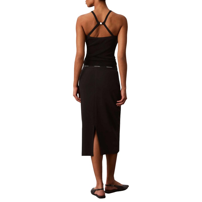 Calvin Klein Skirt Midi 2X2 Baby Rib Logo-Black Calvin Klein Skirt Midi 2X2 Baby Rib Logo-Black