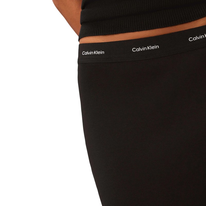 Calvin Klein Skirt Midi 2X2 Baby Rib Logo-Black Calvin Klein Skirt Midi 2X2 Baby Rib Logo-Black