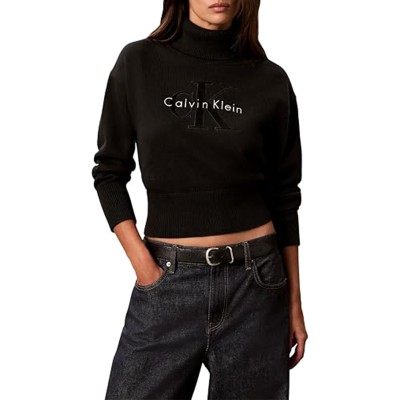 Calvin Klein Sweater Turtleneck Logo-Black