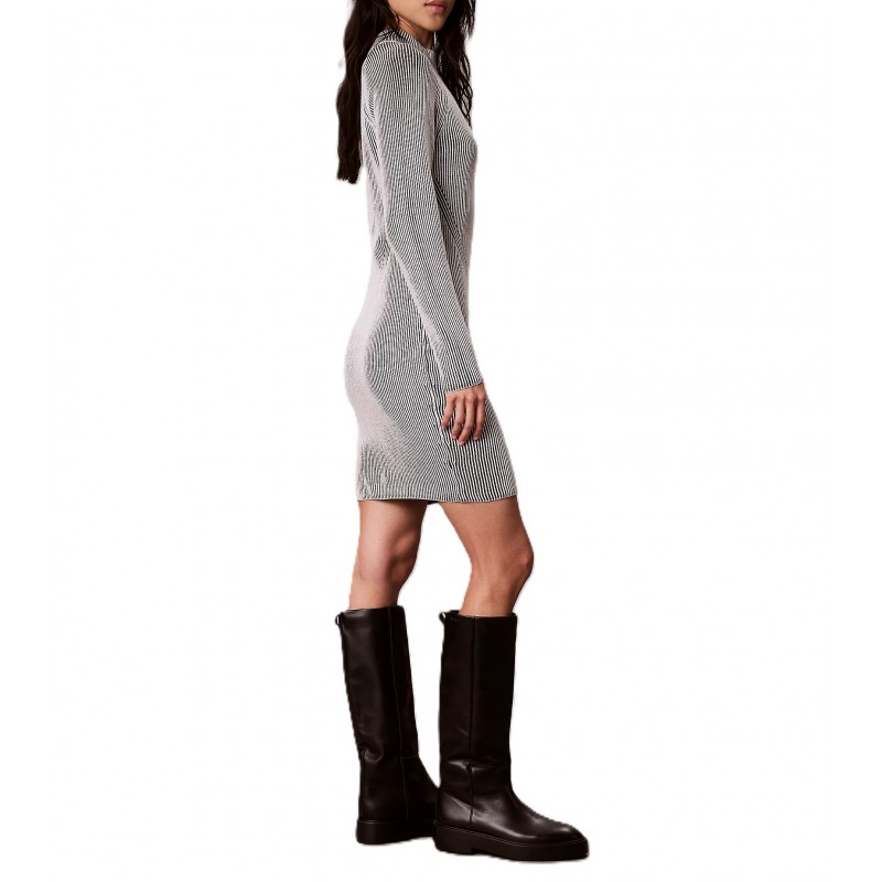 Calvin Klein Dress Bicolor Rib Zip Up-Black Combo Calvin Klein Dress Bicolor Rib Zip Up-Black Combo
