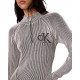 Calvin Klein Dress Bicolor Rib Zip Up-Black Combo Calvin Klein Dress Bicolor Rib Zip Up-Black Combo