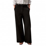 Calvin Klein Trousers Stretch Chino Wide Leg-Black