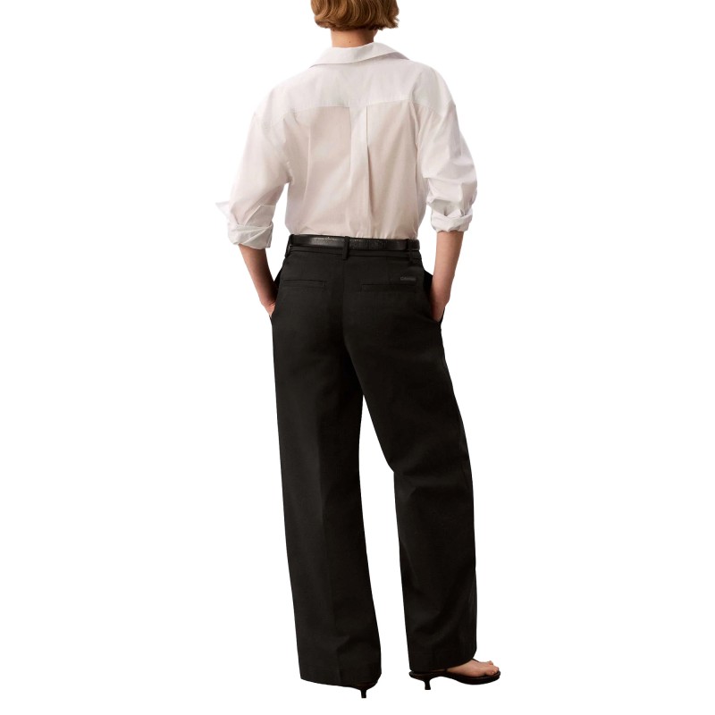 Calvin Klein Trousers Stretch Chino Wide Leg-Black Calvin Klein Trousers Stretch Chino Wide Leg-Black