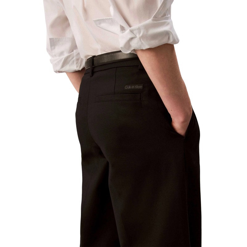 Calvin Klein Trousers Stretch Chino Wide Leg-Black Calvin Klein Trousers Stretch Chino Wide Leg-Black