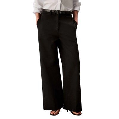 Calvin Klein Trousers Stretch Chino Wide Leg-Black