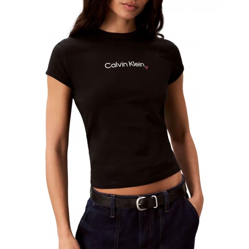Calvin Klein T-Shirt Slim Fit Logo Heart-Black Calvin Klein T-Shirt Slim Fit Logo Heart-Black