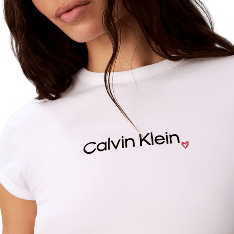 Calvin Klein T-Shirt Slim Fit Logo Heart-Bright White Calvin Klein T-Shirt Slim Fit Logo Heart-Bright White