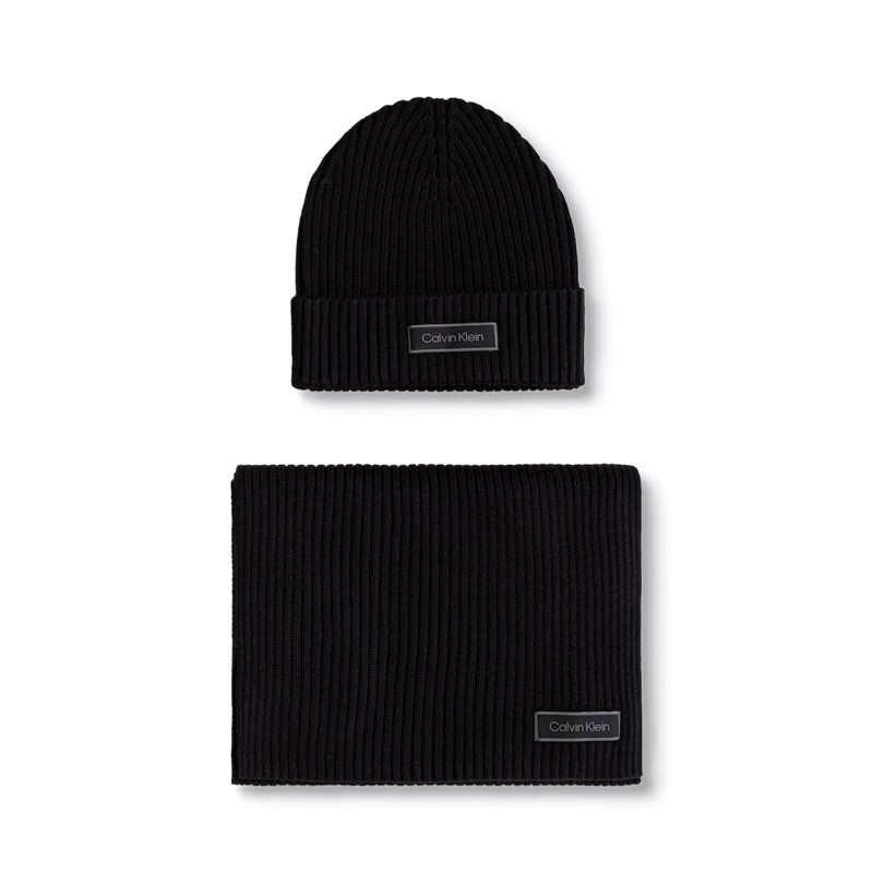 Calvin Klein Beanie Scarf Rib Gift Box-Black Calvin Klein Beanie Scarf Rib Gift Box-Black