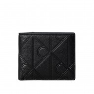 Calvin Klein Wallet Billfold Emboss Full-Grain Leather-Black