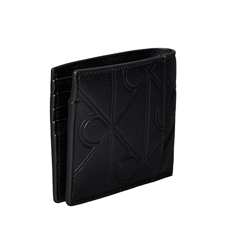 Calvin Klein Wallet Billfold Emboss Full-Grain Leather-Black Calvin Klein Wallet Billfold Emboss Full-Grain Leather-Black